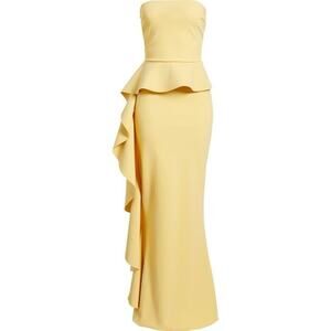 NEW Chiara Boni La Petite Robe Women's Yellow Ruffle Strapless Gown Size 44 NWOT
